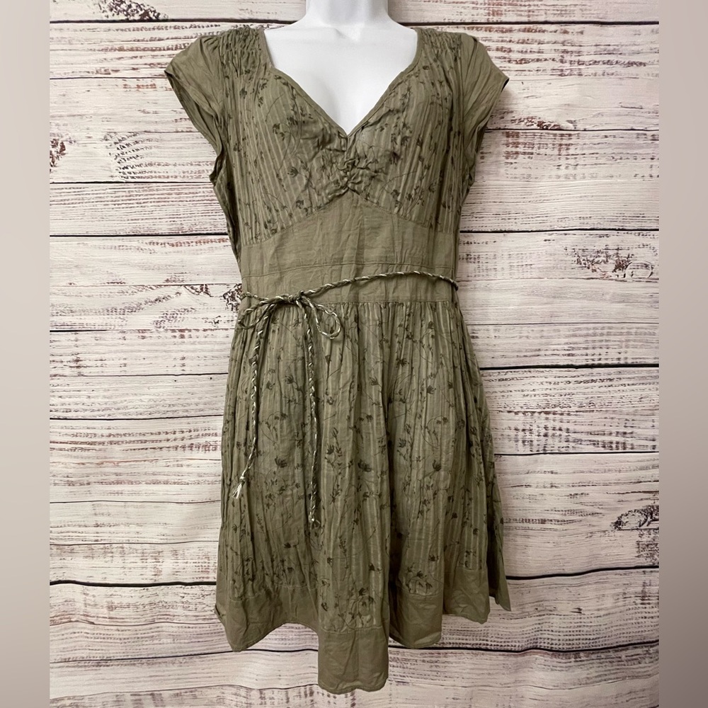 Sage Floral Mini A-line Dress
